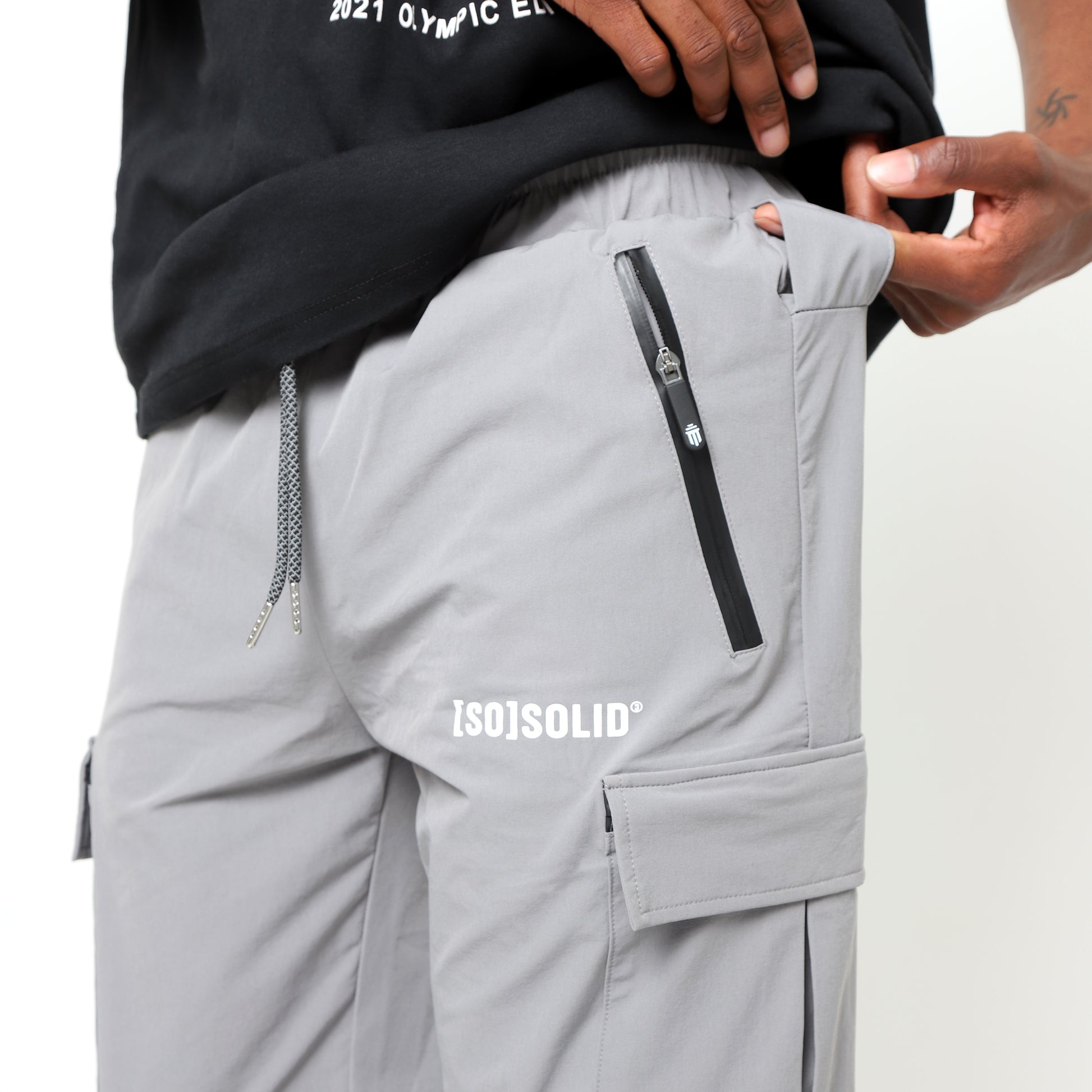 WOVEN HI-TECH CARGOS - WOLF GRAY - SO SOLID UK